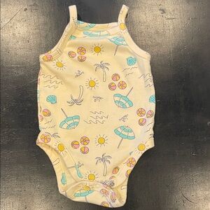 Beige Baby Onesie with Summer Print